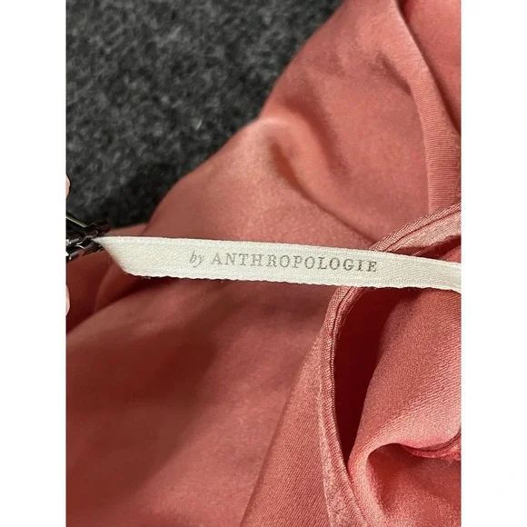 Anthropologie Dress Ruched Asymmetrical Mini Size 0 Pink Club Chic Satin - Picture 7 of 10